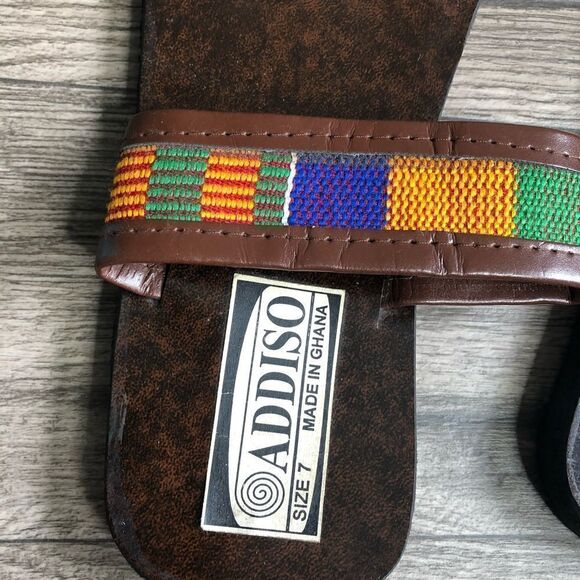 AFRICAN KENTE Cloth Print Tortoise Sandals Slides Flip Flops - Picture 8 of 13